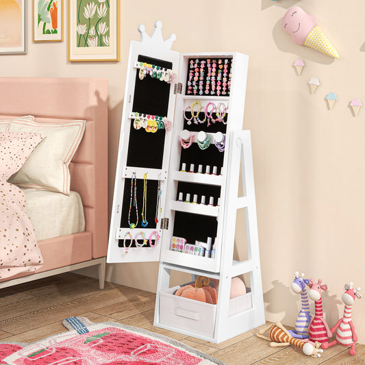 Free-Standing Full Length Kids Jewelry Armoire Cabinet, White Kids Vanities White at Gallery Canada