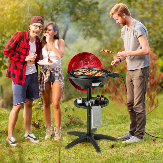 1350 W Outdoor Electric BBQ Grill, Removable Stand, Red Outdoor Grills Red at Gallery Canada