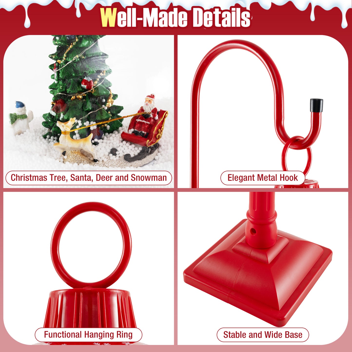 68 Inch Musical Christmas Street Lamp Post With Snow Globe, Red Christmas Decor & Accessories at Gallery Canada