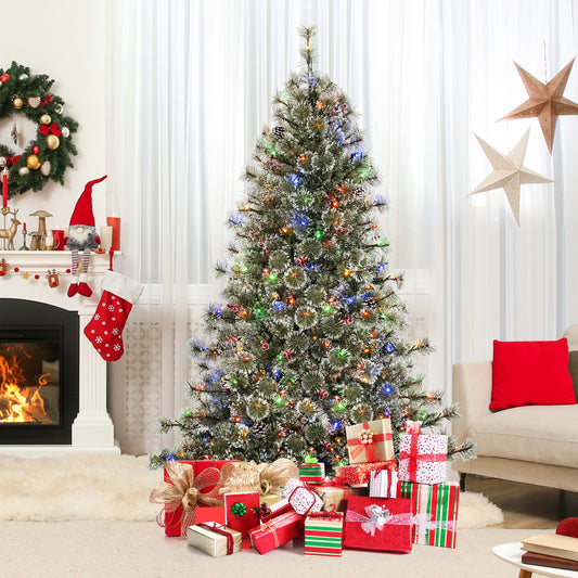 6 Ft Artificial Christmas Tree, Pre-Lit Hinged Holiday Tree, Green Christmas Tree Green at Gallery Canada