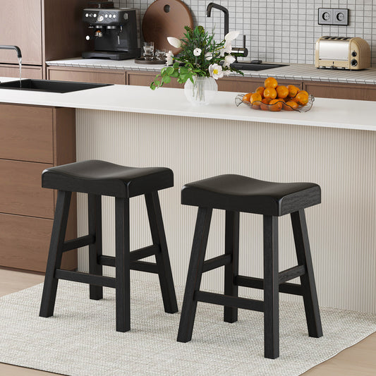 24 Inches Counter Height Stools Set of 2 with Footrest for Restaurant Cafe Pub, Black Bar Stools Black at Gallery Canada