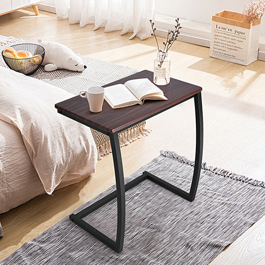Steel Frame C-Shaped Sofa Side End Table, Coffee