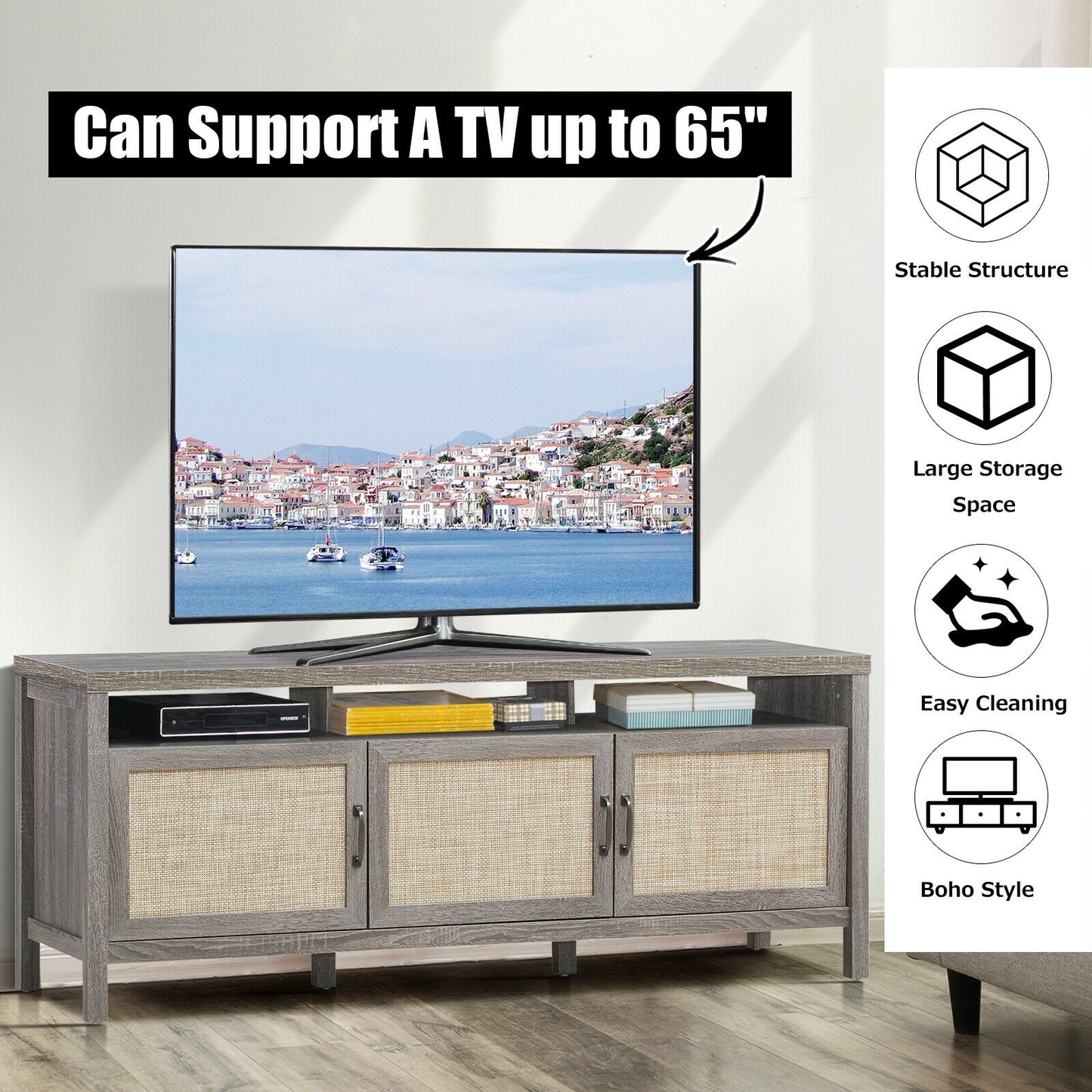 Universal TV Stand Entertainment Media Center for TV's up to 65 Inch, Gray Entertainment Centers & TV Stands at Gallery Canada
