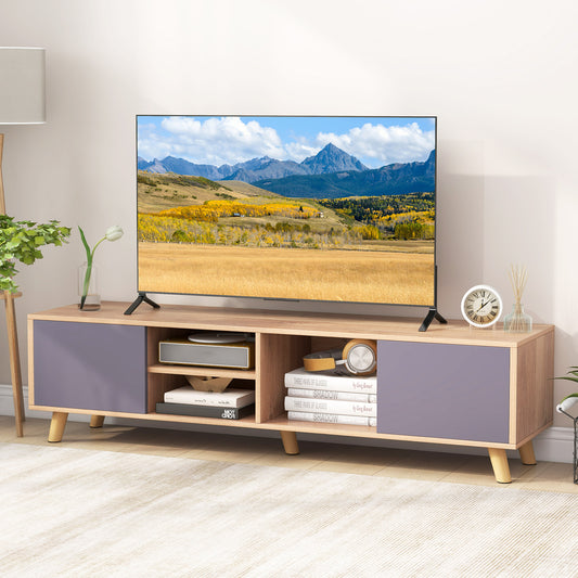 TV Stand Cabinet For 65 Inch TVs, Open Shelf, Natural