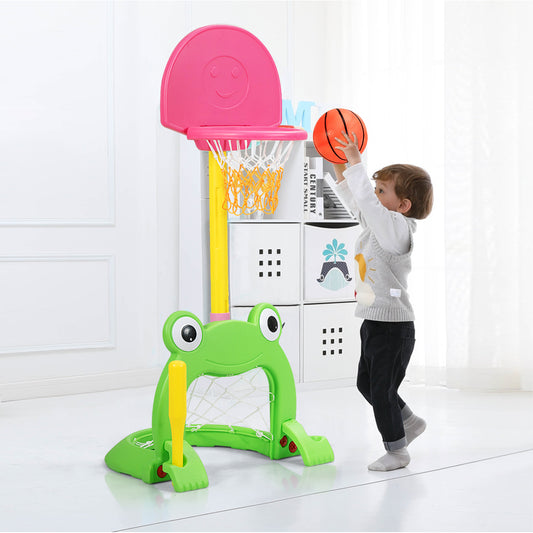3-in-1 Kids Basketball Hoop Set, Multicolor