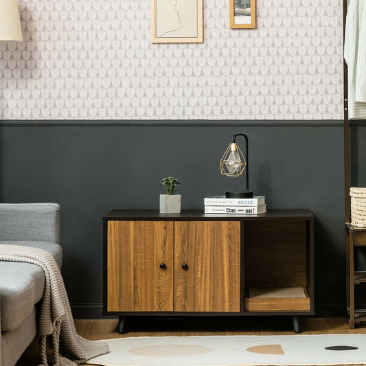 Cat Litter Box Enclosure with Divider and Double Doors, Brown Cat Houses Brown at Gallery Canada