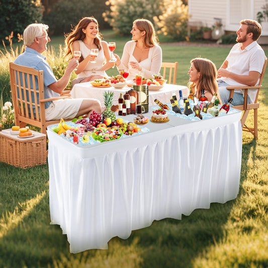 5 FT Folding Ice Cooler Table, Double Sinks, White Camping Furniture White at Gallery Canada