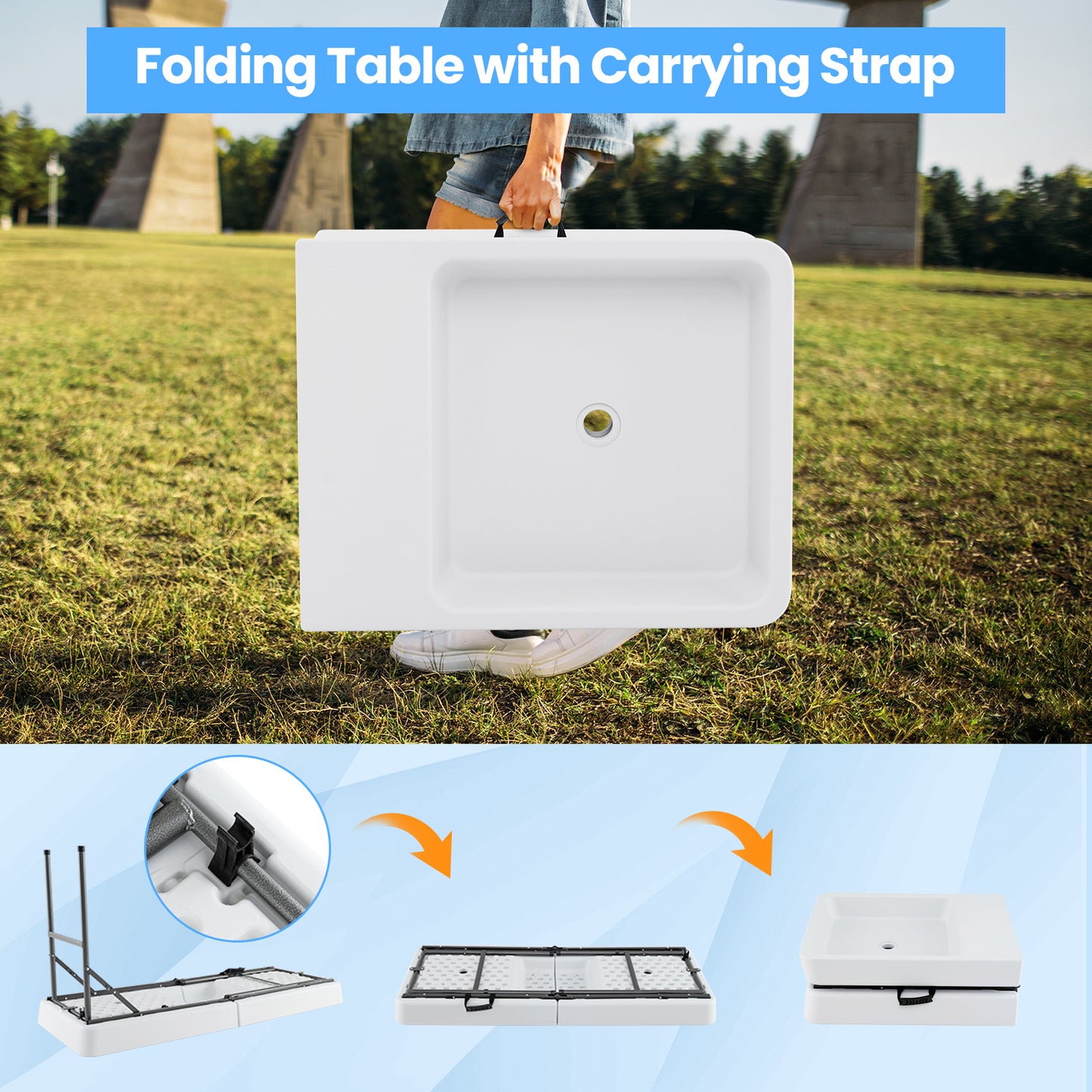 5 FT Folding Ice Cooler Table with Double Sinks for Camping Party Picnic Wedding, White Camping Furniture at Gallery Canada