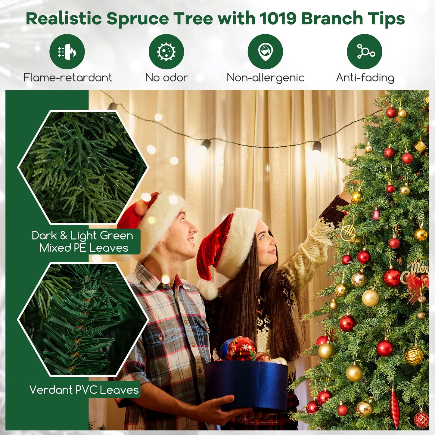 Artificial Christmas Tree, 7.5 ft, Hinged With 721/1019 Branch Tips, Green Christmas Tree at Gallery Canada