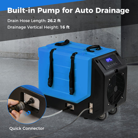 Commercial Dehumidifier With Pump, 190 PPD, Blue Dehumidifiers Blue at Gallery Canada