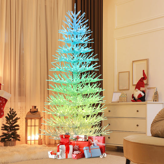 7 FT Pre-lit Artificial Christmas Tree, Hinged, 820 Coral Tips, White Christmas Tree White at Gallery Canada