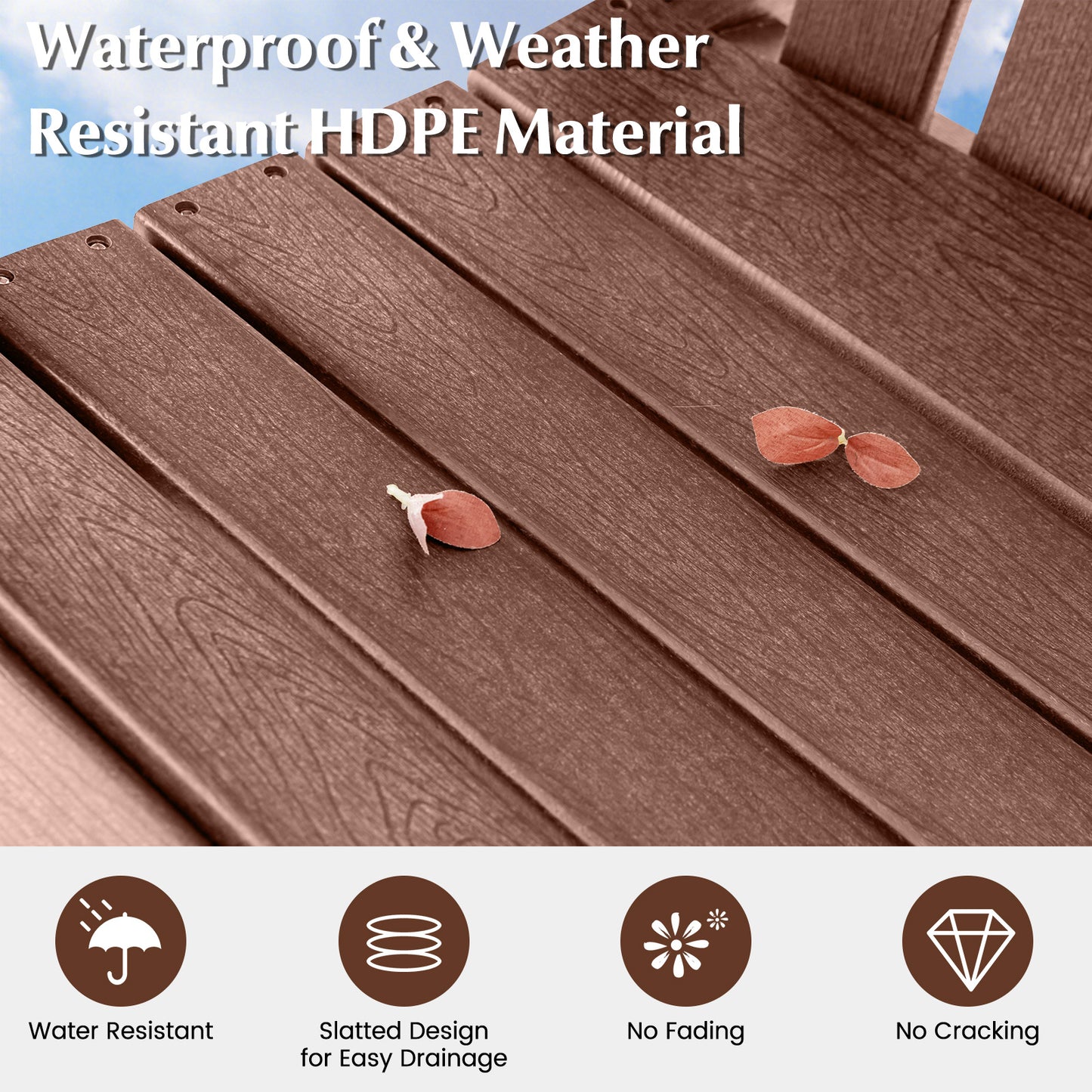 HDPE Patio Chair With Armrest, Footrest, Indoor Outdoor, Coffee Adirondack Chairs at Gallery Canada