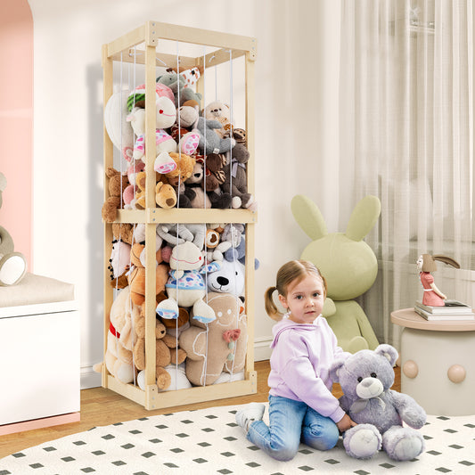 300L Large Stuffed Animal Storage with Open Top and Elastic Cords, Natural Kids Storage Natural at Gallery Canada