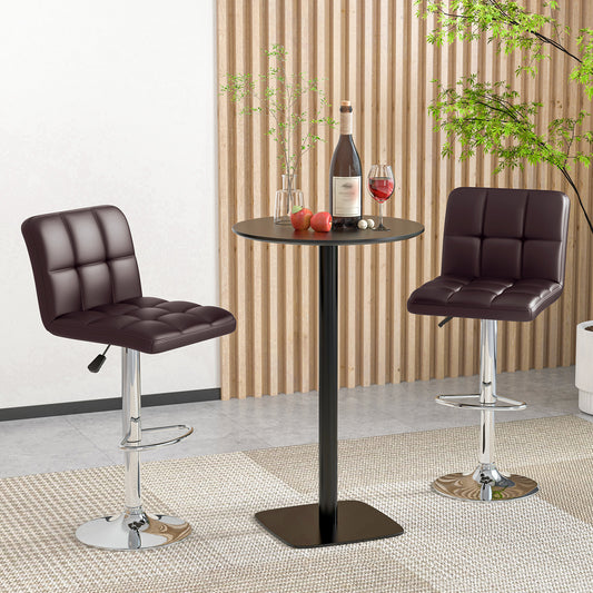Modern Bat Stools Set of 2, With Back and Footrest, Brown Bar Stools Brown at Gallery Canada