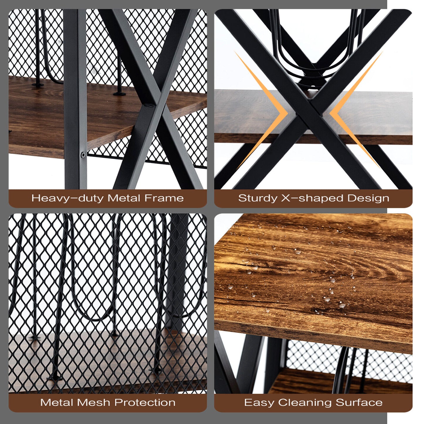 3 Tiers Vintage Style Rolling End Table with 3 Dividers for Albums, Brown End & Side Tables at Gallery Canada