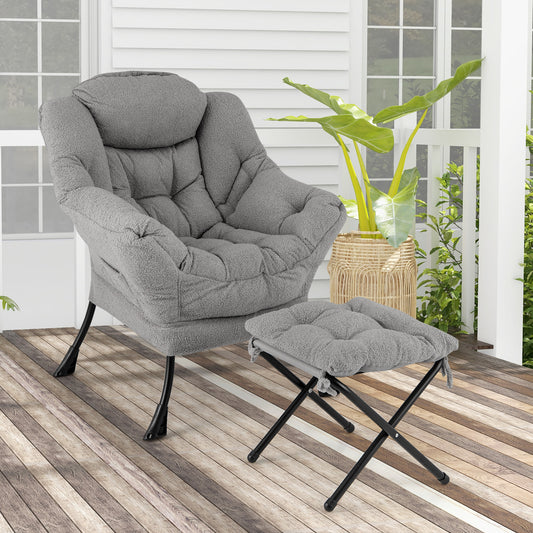 Modern Accent Chair, Folding Footrest, Head Pillow, Gray Accent Chairs Gray at Gallery Canada