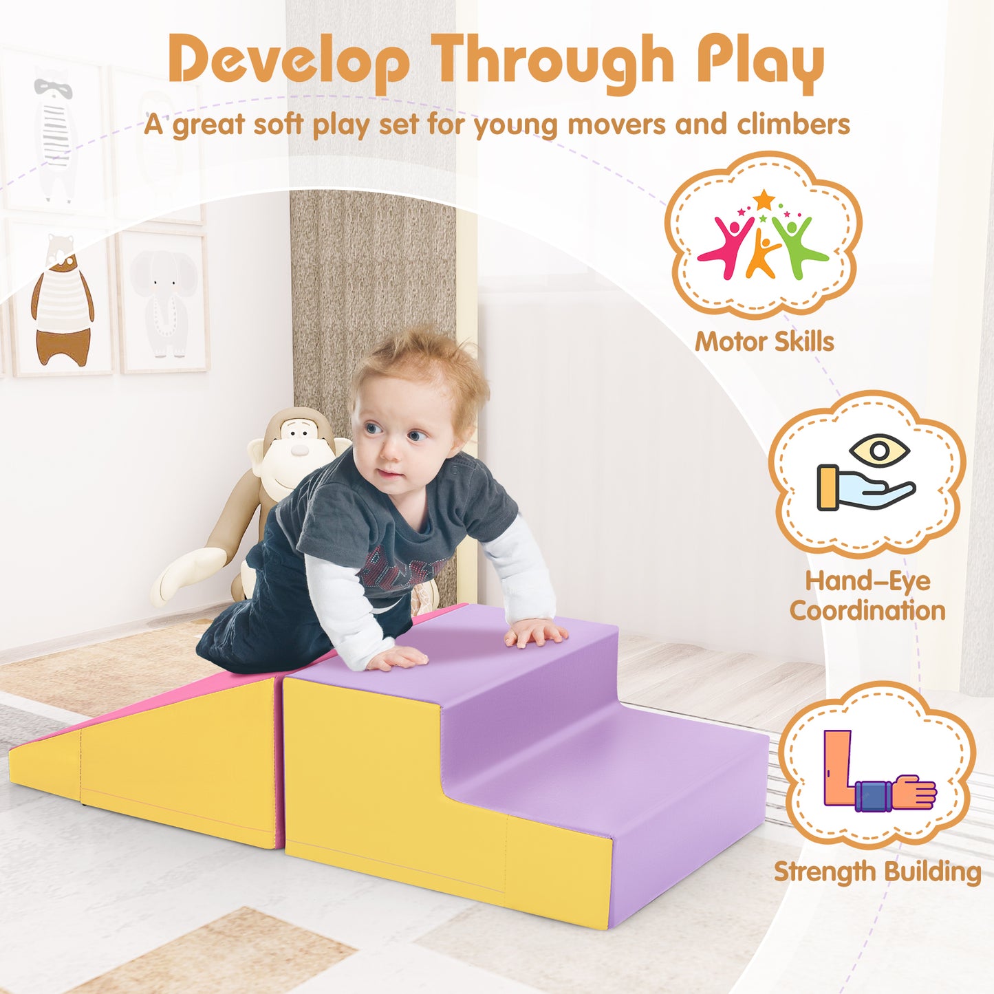 Step And Slide Climber, 2-Piece Soft Play Set, Foam Blocks, Yellow Climbers & Slides at Gallery Canada