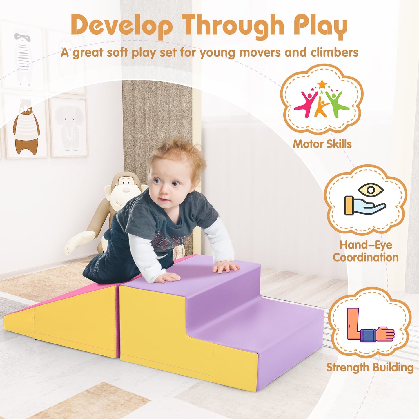 Step And Slide Climber, 2-Piece Soft Play Set, Foam Blocks, Yellow Climbers & Slides at Gallery Canada