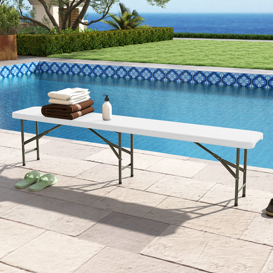 6 Feet Plastic Folding Bench With Handle, Lock, White Camping Furniture White at Gallery Canada