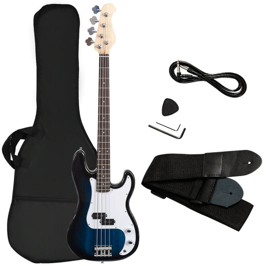 Full Size 4 String Electric Bass Guitar, Blue Guitar & Strings Blue at Gallery Canada