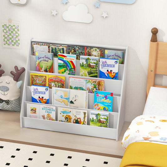 5-Tier Kids Bookshelf, Deep Compartments, Stable Baby Book Case, White Kids Storage White at Gallery Canada