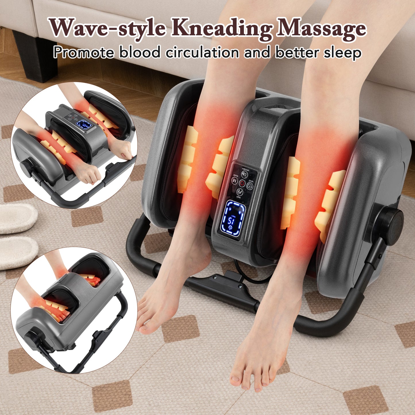 Foot and Calf Massager with Heat Shiatsu Deep Kneading Rolling Smart Electric Leg Massager-Grey, Gray Foot Massager at Gallery Canada