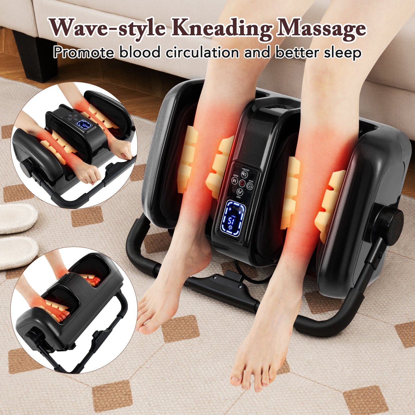 Foot And Calf Massager With Heat, Shiatsu Deep Kneading, Black Foot Massager at Gallery Canada