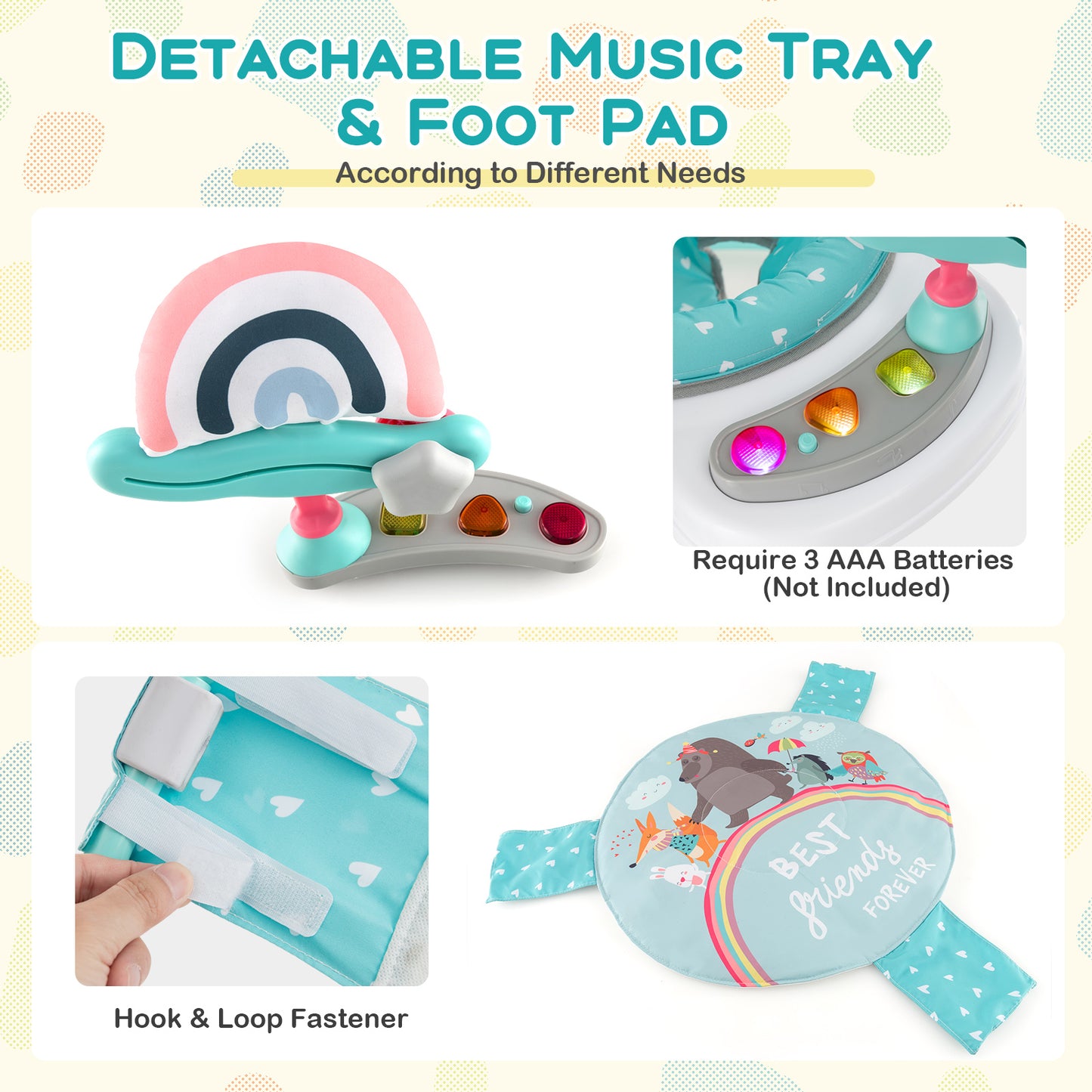 Centre d'activités pour bébé, Sauteur rebondissant à hauteur réglable, Bleu