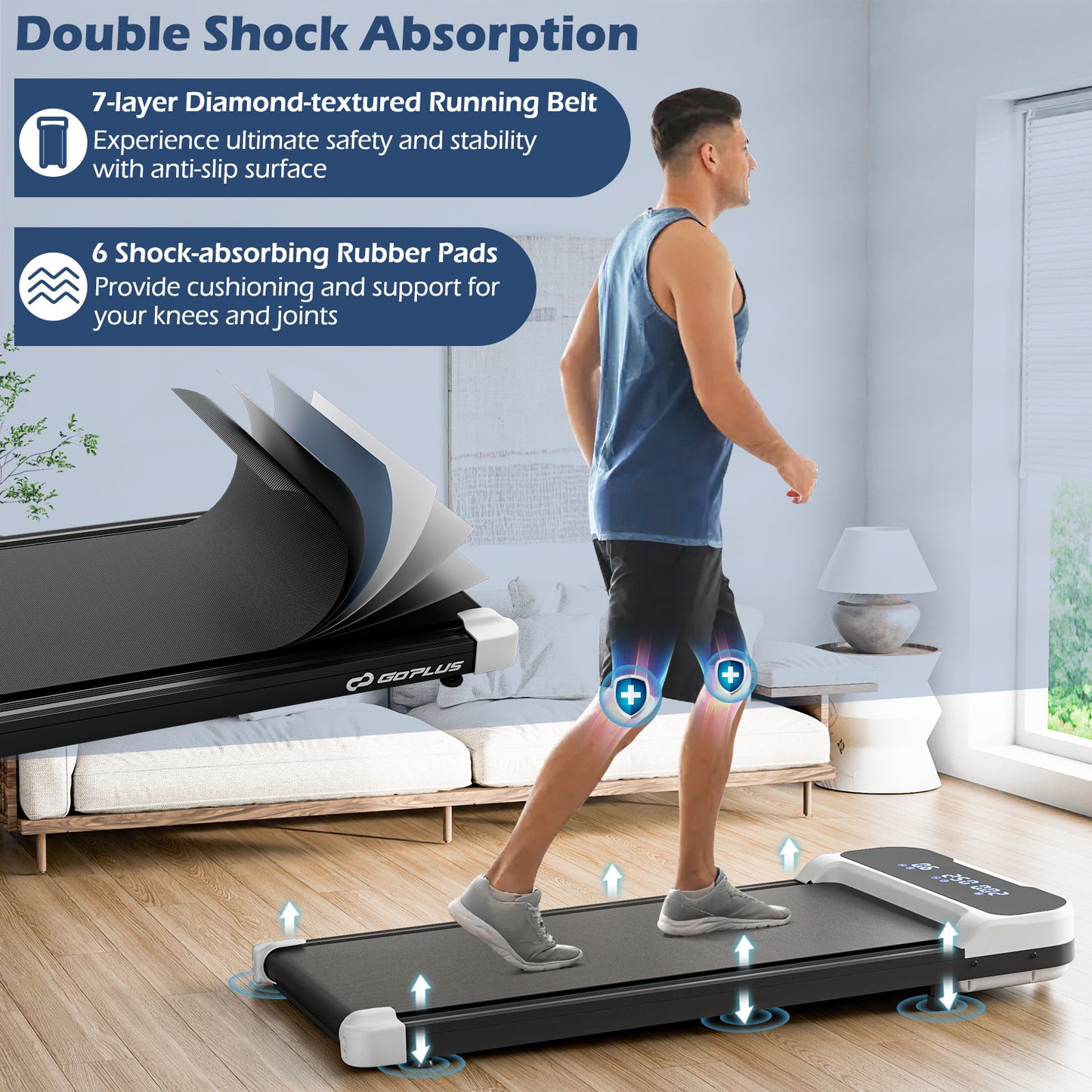 Under Desk Treadmill, 2.5HP, Remote Control, 3 Modes, White Treadmills at Gallery Canada