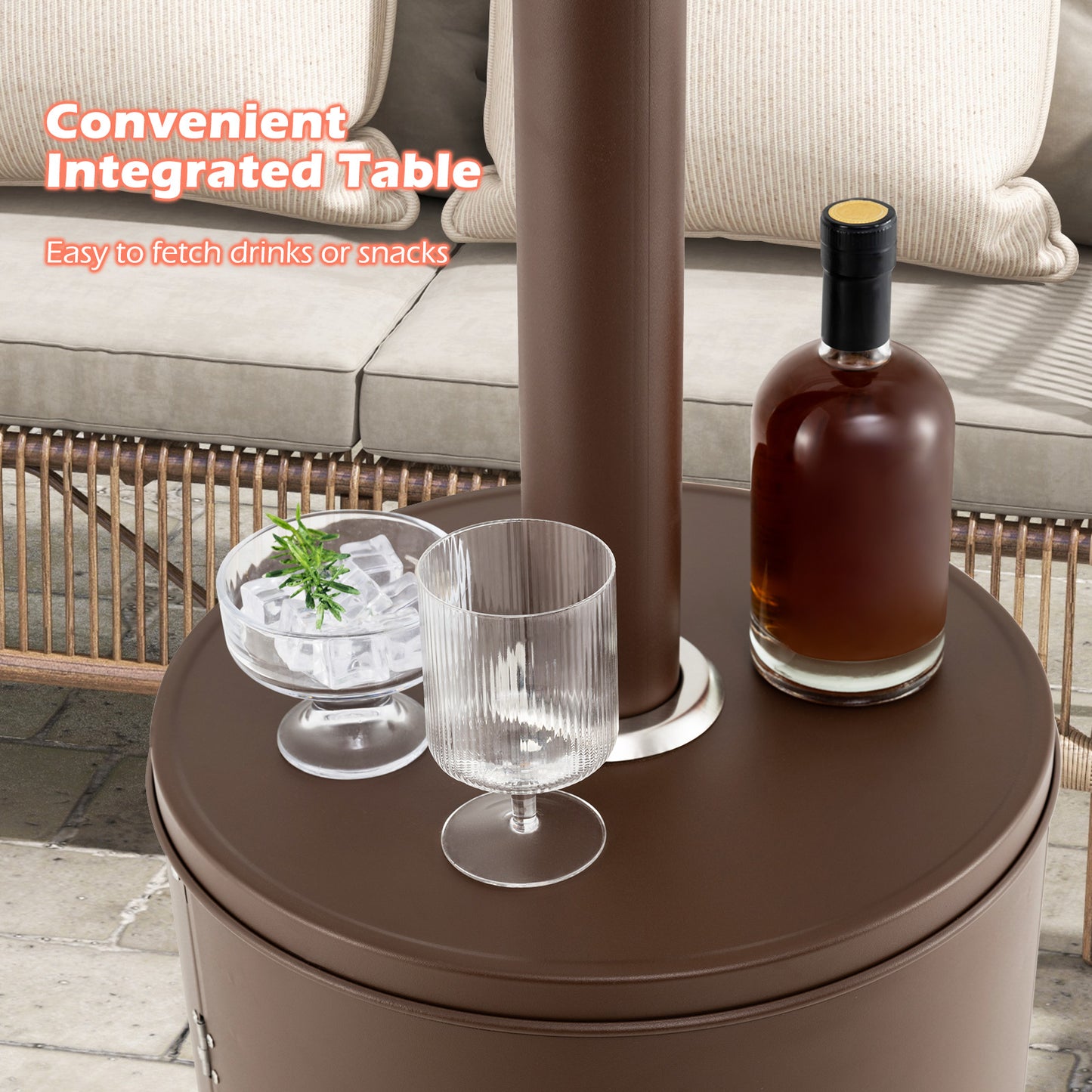 50000 BTU Propane Patio Heater, Round Table Design, Brown Patio Heaters at Gallery Canada