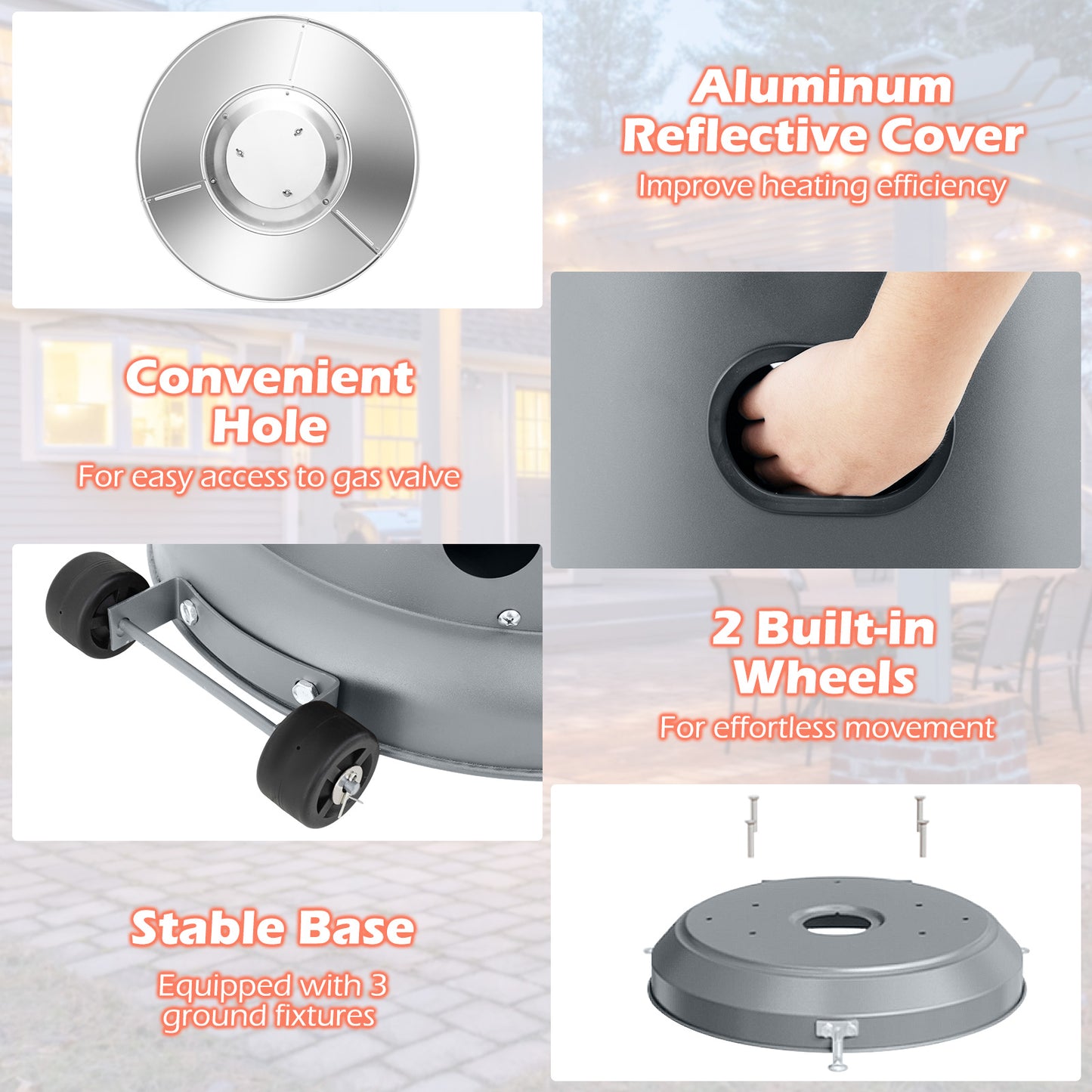 50000 BTU Propane Patio Heater, Round Table Design, Gray Patio Heaters at Gallery Canada