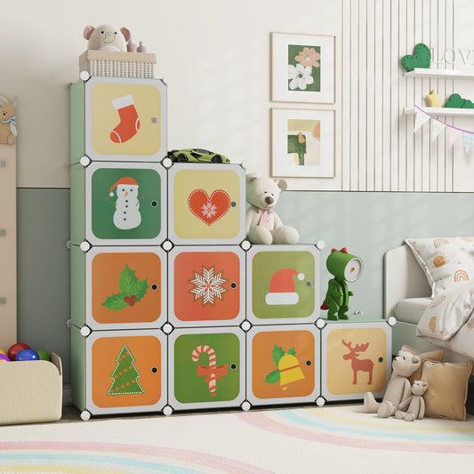 12 Cube Kids Wardrobe Closet With Hanging Section, Doors, Green Kids Storage Green at Gallery Canada
