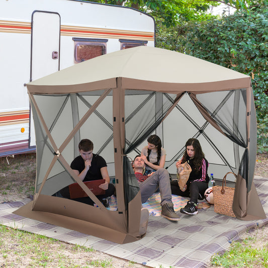 Pop-up Gazebo 6-sided Instant Setup Screen House Hub Tent with Mesh Netting Walls, Coffee Tents Coffee at Gallery Canada
