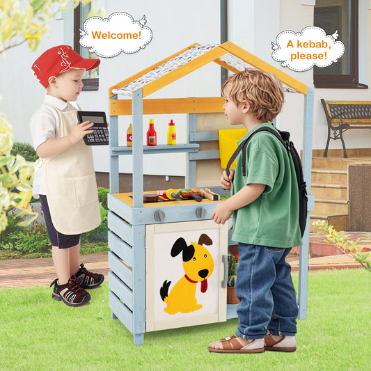 2 In 1 Wooden Mud Kitchen, Removable Water Box, Gray Play Kitchen Sets Gray at Gallery Canada