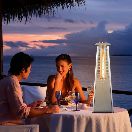 10000 BTU Portable Stainless Steel Tabletop Patio Heater with Glass Tube, Silver Patio Heaters Silver at Gallery Canada