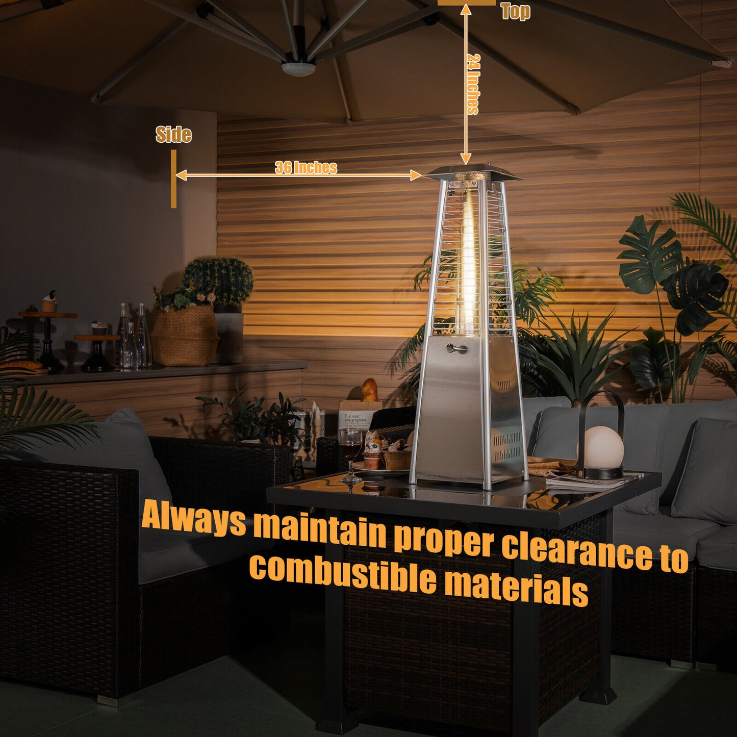 Portable Tabletop Patio Heater, 10000 BTU, Glass Tube, Silver Patio Heaters at Gallery Canada
