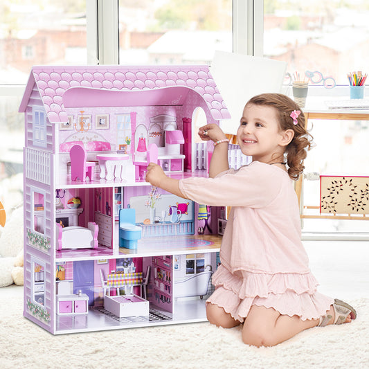 28 Inch Dollhouse With Furniture, Pink Play Tents & Playhouse Pink at Gallery Canada