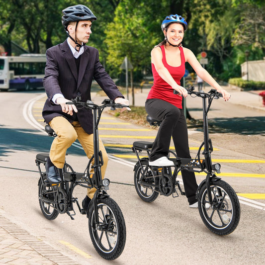 Folding Electric Bicycle with 500W Brushless Motor and Dual Disk Brakes Exercise Machines Black at Gallery Canada