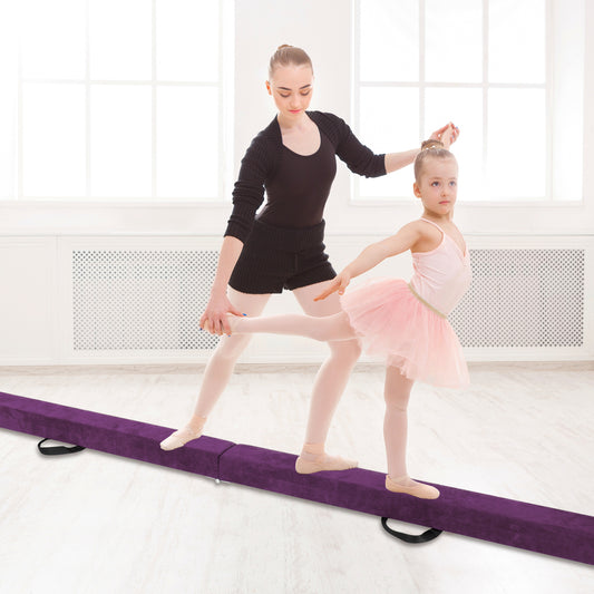 Folding Balance Beam with Solid Wood Base and Anti-slip Bottom, Purple Toy Sports Purple at Gallery Canada
