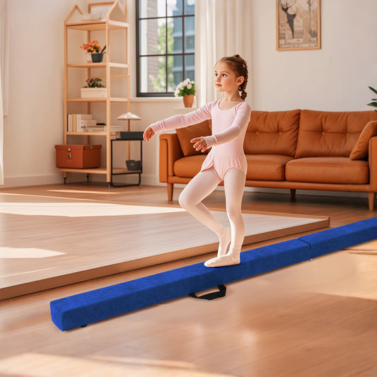 Folding Balance Beam, Solid Wood Base, Anti-Slip Bottom, Blue