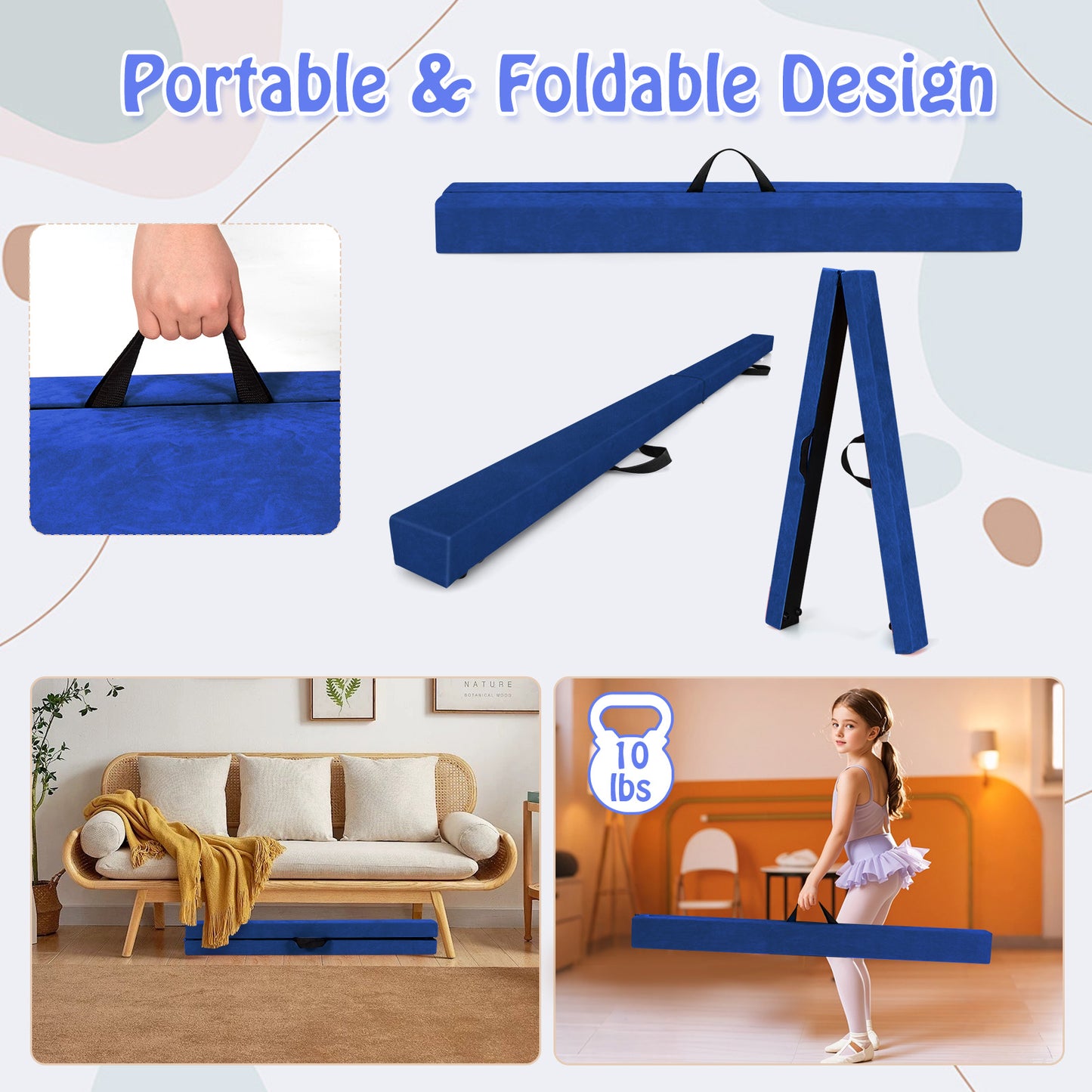 Folding Balance Beam, Solid Wood Base, Anti-Slip Bottom, Blue Toy Sports at Gallery Canada