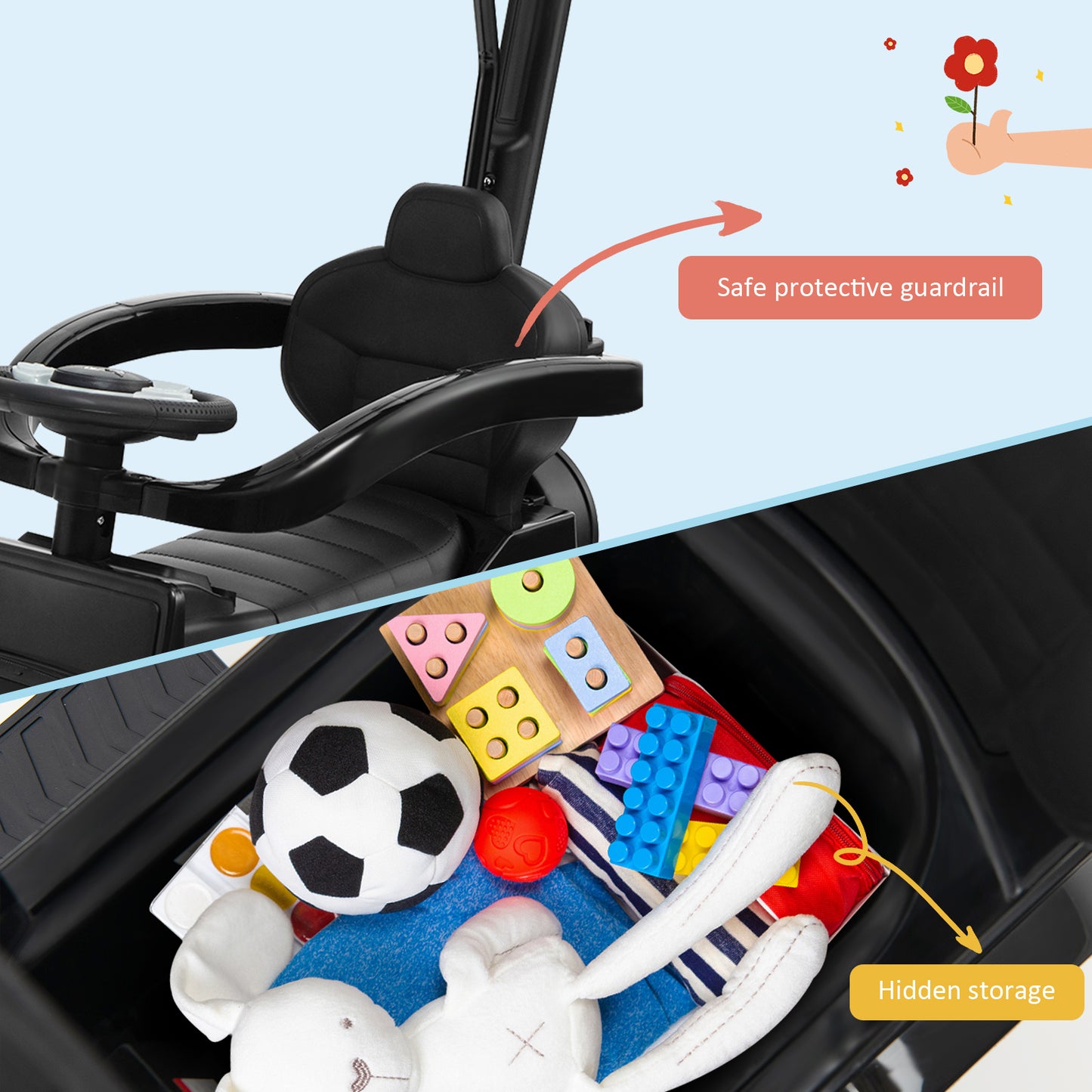 3-In-1 Ride On Push Car Stroller, Sliding Car With Canopy, Black Push & Pedal Ride On Toys at Gallery Canada