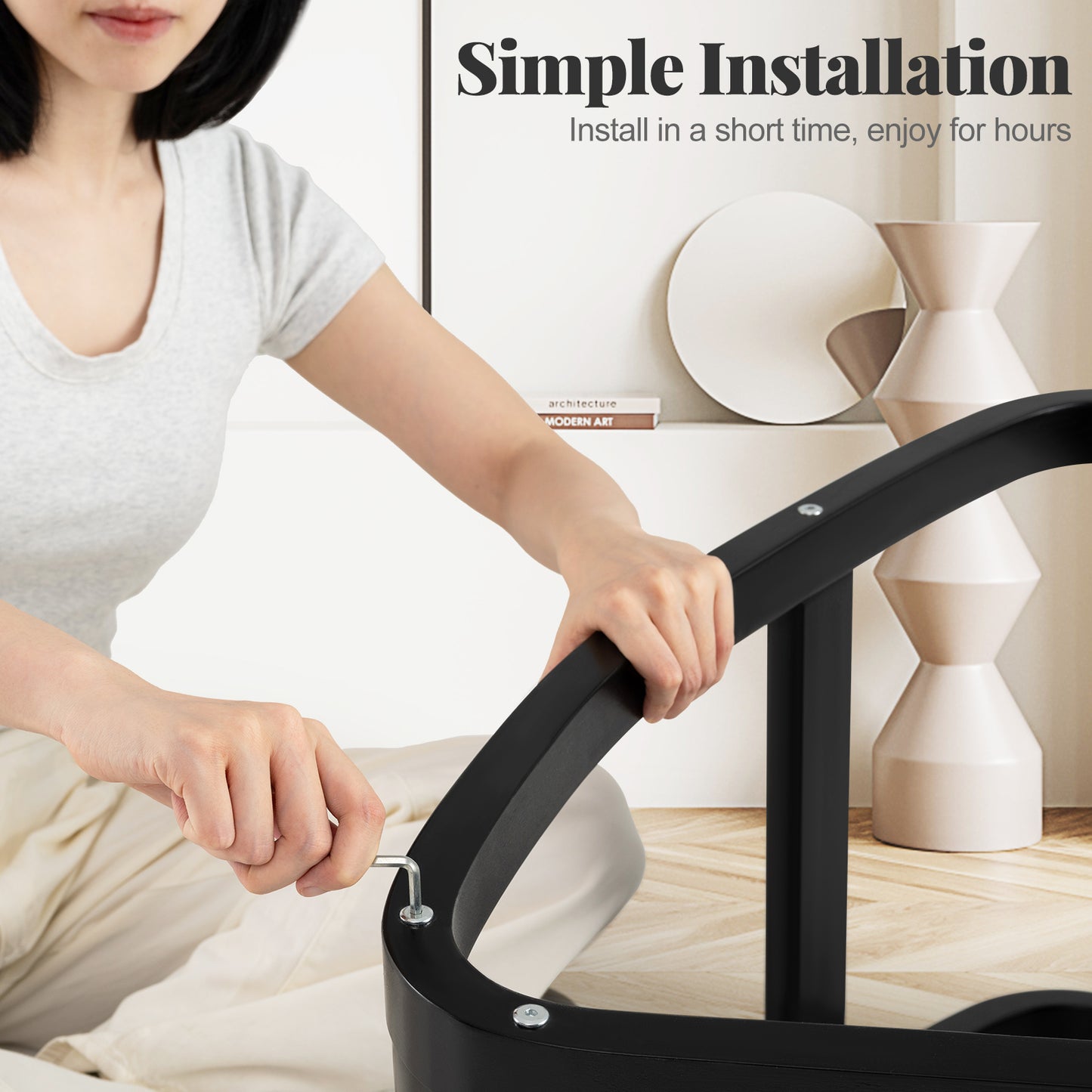 Wooden Ergonomic Rocking Kneeling Backless Chair with Padded Cushion-Grey, Gray Kneeling Chiars at Gallery Canada