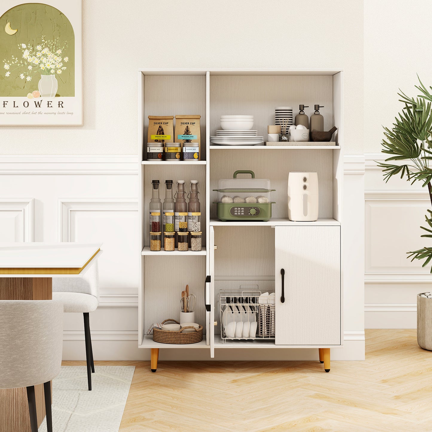 Free Standing Pantry Cabinet, 2 Door, 5 Shelves, White Cabinets & Chests at Gallery Canada