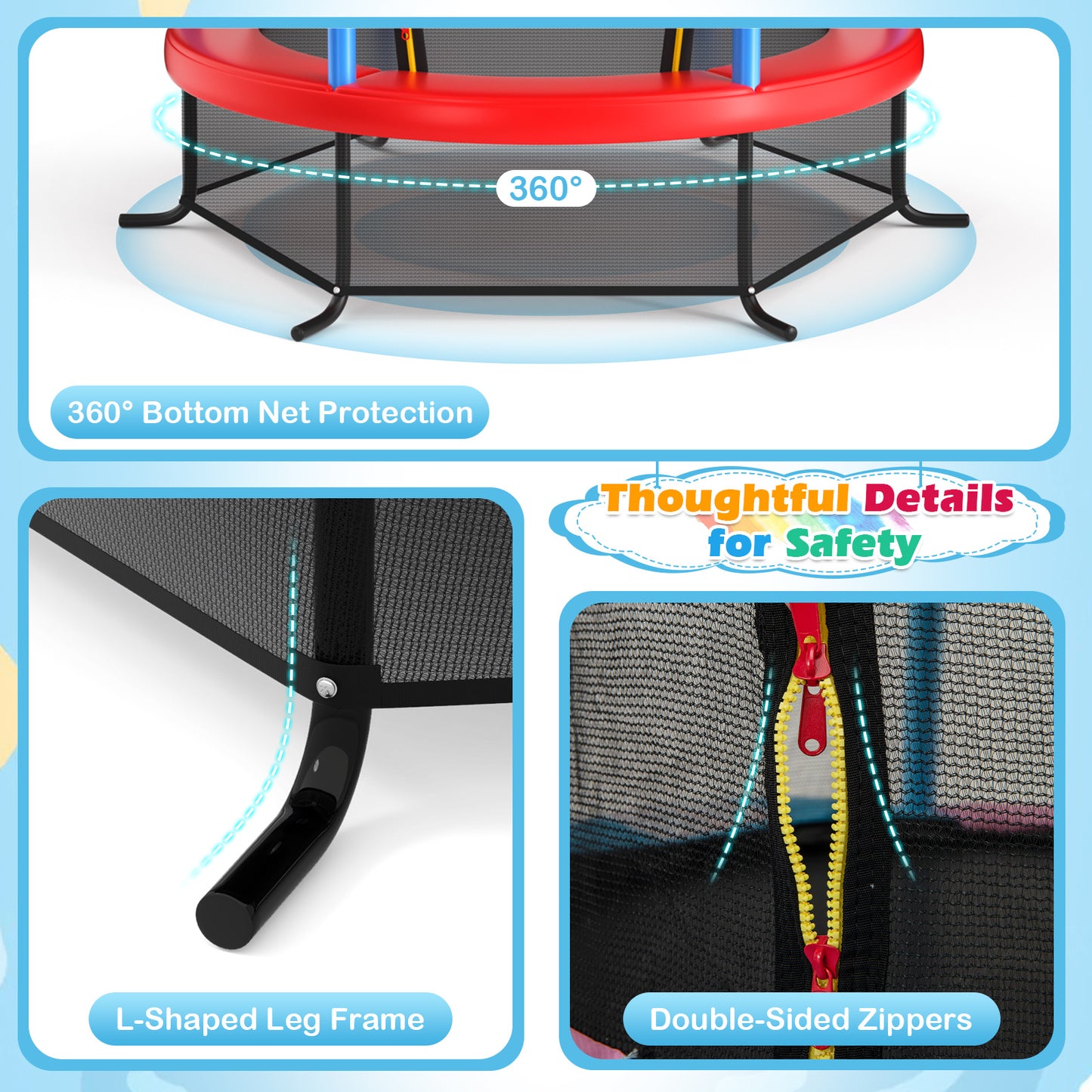 55 Inch Trampoline, With Enclosure Net, Navy Trampolines at Gallery Canada