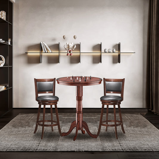 42 Inch Wooden Round Pub Table, Chessboard, Brown Bar Tables Brown at Gallery Canada