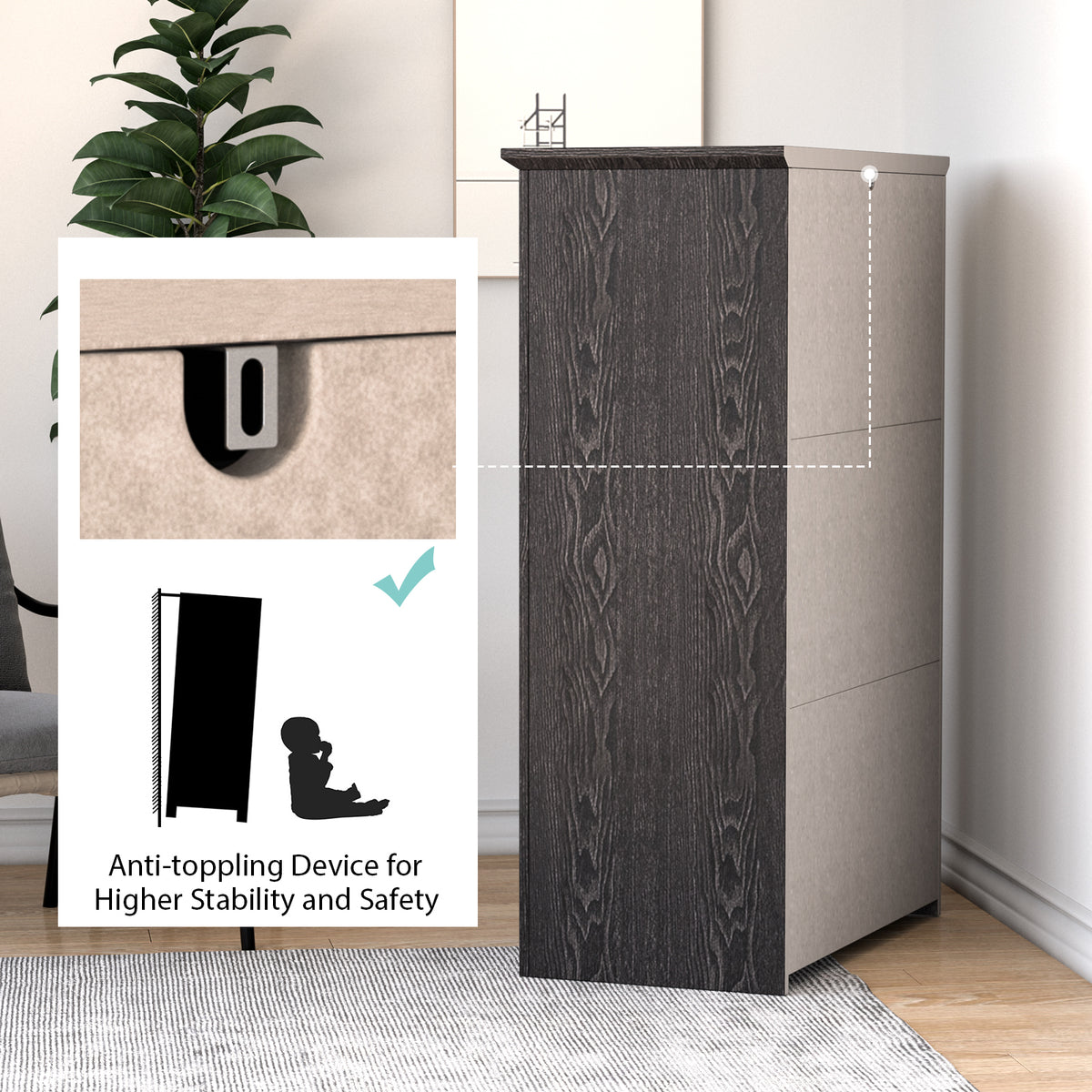 Tall Storage Dresser, 5 Pull-Out Drawers, Gray Dressers & Chests at Gallery Canada