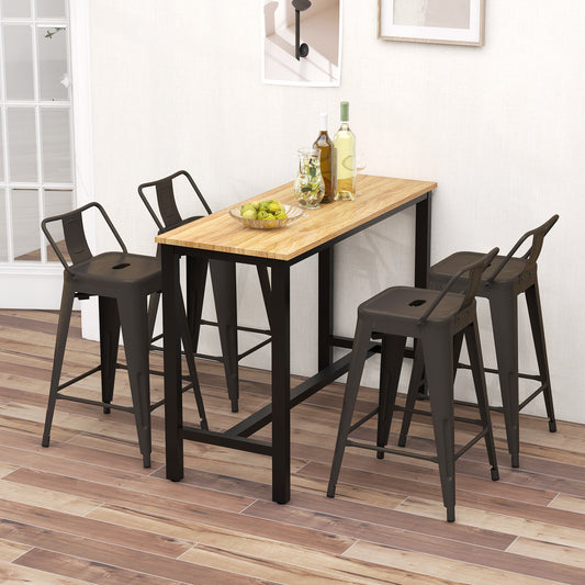 24 Inch Set of 4 Cafe Side Chairs with Rubber Feet and Removable Backs, Gun