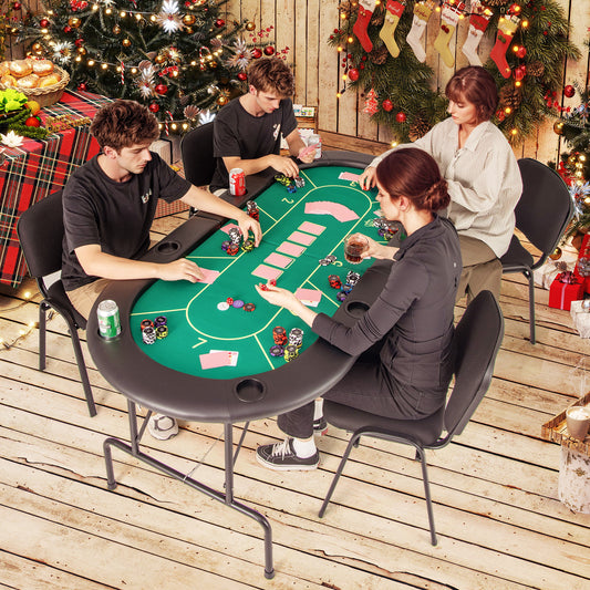 72 x 36 x 30.5 Inch Foldable Poker Table, 8 Cup Holders, Green Game Room Green at Gallery Canada