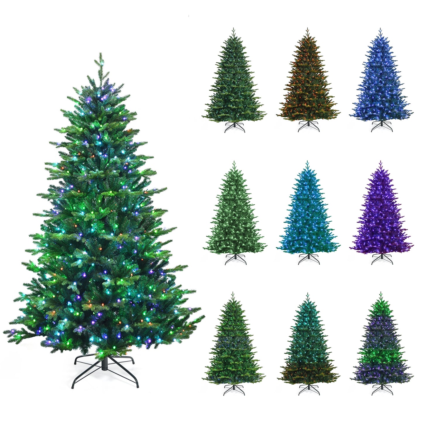 Pre-Lit Artificial Hinged Christmas Tree, App Controlled LED Lights, 7', Green Christmas Tree at Gallery Canada
